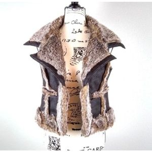 Saks Fifth Avenue One Size Brown Faux Fur Vest
